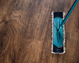 wooden floor with a rectangular mop